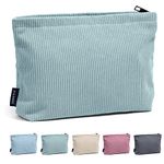 MAANGE Small Makeup Bag for Women Versatile Travel Cosmetic Bag Corduroy Makeup Pouch Portable Makeup Bag for Purse with Metal Zipper (Green)