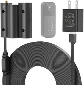 delilyn Power Cable with Adapter for Blink Video Doorbell-2nd Gen (2025 Release), Doorbell Transformer with 16.4ft/5m Weatherproof Charging Cord for Blink Video Doorbell, Replace Battery-Black