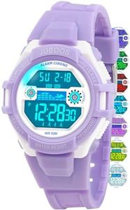 Juboos Kids Digital Watch for Boys Girls 5-18, 7 Colors LED Light Kids Sports Outdoor Wristwatch, Waterproof Watch with Alarm,Stopwatch
