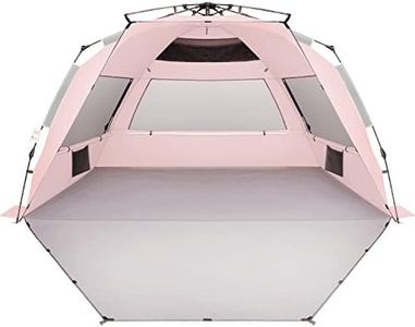 Oileus XX-Large Pop Up Beach Tent Sun Shelter for 5-6 Person Portable Sun Shade Instant Tent for Beach with Carrying Bag, Stakes, 6 Sand Pockets, Anti UV for Fishing Hiking Camping Pink