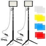 Ci-Fotto LED Video Light 2-Pack, 5600K Dimmable USB Photo Light with Adjustable Stand and Colored Filters for Stuio Photography, TikTok Youtube Video Recording, Small Angle Shooting, Game Streaming