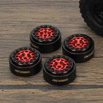 RCAWD Axial 1/24 SCX24 Wheel Rim,Aluminum 26g per 1” beadlock wheel rim 26 * 13mm no glue with brass counterweight ring for Axial 1-24 SCX24 crawlers upgrades parts(Red)