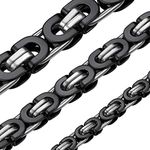 6MM Wide Byzantine Biker Urban Heavy Chain Necklace for Men and Women for Teen Boy Black Silver Two Tone Stainless Steel 18 Inch