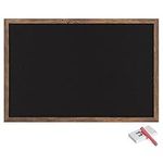 Navaris Wall-Mounted Chalkboard - 70x50cm Framed Blackboard for Wall - Memo Message Board with Pack of 4 Chalk Sticks for Home Kitchen Office