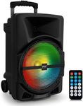 Wireless Portable PA Speaker System -1200W High Powered Bluetooth Compatible Indoor and Outdoor DJ Sound Stereo Loudspeaker w/USB SD MP3 AUX 3.5mm Input, Flashing Party Light & FM Radio -PPHP1544B