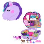 Polly Pocket Jumpinââ‚¬â„¢ Style Pony Compact with Horse Show Theme, Micro Polly Doll & Friend, 2 Horse Figures (1 with Saddle & Tail Hair), Fun Features & Surprise Reveals, Great Gift for Ages 4 & Up