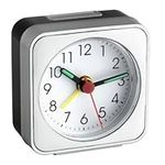 TFA Alarm Clock, 60.1019, Analogue Display, Quiet Movement, Small and Handy, Silver/White, Multicoloured, L 57 x B 29 x H 57 mm