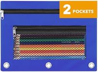 ASBEFORE Pencil Pouch for 3 Ring Binder - 3 Hole Zipper Pen Case Bag Holder Bulk Accessories Clear Window Aesthetic Organizer Pockets (Blue, 1)