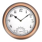 Supernic 12 Inch/30CM Outdoor Waterproof Clock with Thermometer Quality Quartz Retro Vintage Indoor Outdoor Wall Clocks for Patio Garden Home Pool Decor