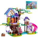 Friends Treehouse Building Toy - Friendship Treehouse Building Kit with LED Light, Slides, Swing, Animals - Creative Forest Toy Construction Set Gift for Kids 6 7 8 9 10 11 12 - 751Pcs