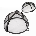 40In Round Fire Pit Spark Screen Cover, Outdoor Patio Easy-Opening Fire Pits Mesh Screen, Heavy Duty Steel Firepit Ember Lid with Hinge