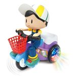 Goyal's Bump & Go Toy with Flashing Lights Music Sound Automatic Riding 360° Rotation Entertainment for Kids Both Boys and Girls, Assorted Multicolor (Stunt Tricycle)