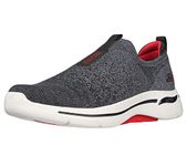 Skechers Men's 216256 BKRD Sneaker, Black and Grey Textile/Red Trim, 12 UK