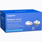 HygiCare Bedpan Liner with Super Absorbent Pad, 72 Count, Commode Waste Bag, Medical Grade Material, Leakproof, Reduce Odor, Fits All Bedpans & Bedside Commodes, Easy Tie