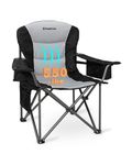 KingCamp Oversized Camping Folding Chair, Heavy Duty 450 LBS with Lumbar Support, Padded Outdoor Chair with Cup Holder, Camp Lawn Chair with Cooler Bag for Sports, Garden, Beach, Fishing (Black)