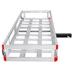 IRONMAX Hitch Cargo Carrier, 60” x 22”Aluminum Trailer Cargo Carrier Hitch Mount Fits 2” Receiver, Heavy Duty Vehicle Rear Cargo Basket for for SUV, Car, Van, Truck, 500LBS Capacity