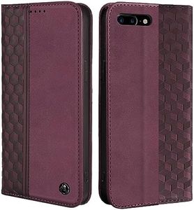 CXTCASE Case for iPhone 7 Plus/iPhone 8 Plus, Shockproof PU Leather Flip Folio Cover with Card Slots, Magnetic Wallet Case for iPhone 7 Plus/iPhone 8 Plus, Wine Red