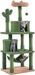 Yaheetech Cactus Cat Tree, 158cm Multi-level Cat Scratching Posts with Perch, Hammock and Dangling Ball, Cat Climbing Tower for Pets Kittens