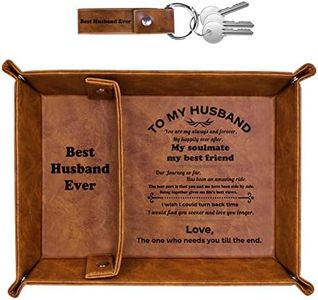 ZAPUVO Best Husband Ever Gifts PU Leather Tray and Keychain, Unique Fathers Day Anniversary Birthday Gifts from Wife, Men Gift Ideas for Him Husband Who Has Everything for Valentines Day Christmas
