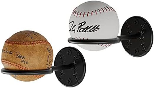 Wallniture Sporta Baseball Bat and Ball Holder Wall Mounted Organization and Storage Rack Set of 2 Metal Black