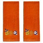 SKL Home Halloween Boo Hand Towel Set for Bath/Kitchen/Bar & Gift, Orange 2 Count