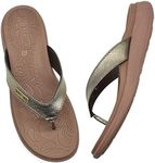 ONCAI Flip Flops for Women, Comfortable Leather Strap Orthotic Arch Support Summer Beach Flip Flops with Soft Cushion Yoga Foam Rubber Soles Brown Size US8