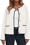 LILLUSORY Womens Cardigan Sweater Fall Outfits Clothes Fashion Trendy 2024 Jacket Blazer Lady Outerwear Button Down Lightweight Coat White M