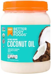 BetterBody Foods Organic Refined Coconut Oil, 56 Fl Oz, All Purpose Oil for Cooking, Baking, Hair and Skin Care