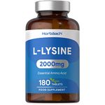 L-Lysine 2000mg | 180 Tablets | Essential Amino Acid | Premium Supplement | Vegan & Vegetarian | No Artificial Preservatives | by Horbaach