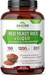 Zazzee Extra Strength Red Yeast Rice 10:1 Extract, 1200 mg, Citrinin Free, 200 Vegan Capsules, Over 3 Month Supply, Concentrated and Standardized 10X Extract, 100% Vegetarian, All-Natural and Non-GMO