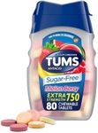 TUMS Extra Strength Sugar-Free Antacid, Melon Berry Chewable Tablets for Heartburn Relief, 80 CT