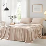 ACCURATEX Cooling Sheets King Size - Viscose Made from Bamboo, Luxury Hotel Silky Sheet Set for King Size Bed, Super Soft Breathable Bedding Sheets up to 16 inches Deep Pockect,Sandy