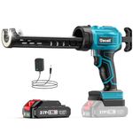 Uaoaii Electric Caulking Gun, 21V 10oz/300ml Cordless Caulk Gun Adhesive Gun w/a 2.0Ah Li-Battery, LED Light, 4 Adjustable Speeds Drip-Free Caul Gun for Filling, Sealing (Blue)