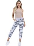 STAR FASHION Women's Italian Elastic Waist Active Yoga Floral Printed Jogging Pants Turn Up Ladies Casual Jogger Hoop Trouser | Camouflage Print | 8-10