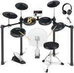 Fesley FED200 Electric Drum Set: 5 Drums 3 Cymbals with 4 Quiet Mesh Drum Pads, Electronic Drum Kit for Beginner Adult, Drum Electronique with Throne, Headphone, Drumsticks, USB MIDI, Sound Module