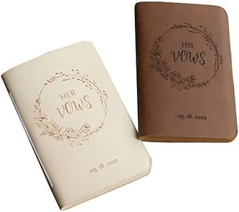His Vows or Her Vows Stamped with Date, Personalized Leather Wedding Vow Book, Set of 2 Personalized Vow Books - Brown & Tan - 3003