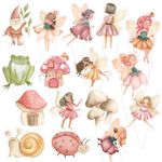 Fairy Cupcake Toppers for Birthday Party - Pack of 48, Double-side, NO DIY, Fairy Cake Decorations, Fairy Party Supplies, Perfect for Woodland Garden Fairy First Birthday Party Baby Shower