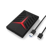 Cablet 2.5 Inch SATA USB 3.0 HDD/SSD Portable External Enclosure for 7mm and 9.5mm, Tool-Free Design, Supports UASP Max 6TB, Y-Design