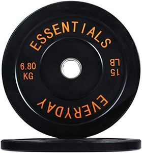 BalanceFrom Color Coded Black Olympic Bumper Plate Weight Plate with Steel Hub, 15LB Pair