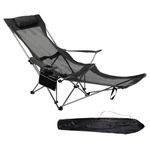 Livhome Camping Chairs Folding Recliner Chair Adjustable with Detachable Footrest Headrest Cupholder Pocket Lightweight Portable Reclining Camp Chair Fold up Chair for Outdoor Beach Garden (Black)