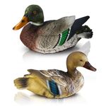 Outdoor Statues 1 Pair Male and Female Duck Figurine Floating Ducks for Pond Cute Realistic Resin Weatherproof Duck Decor for Outdoor Garden Yard