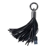 1 one enjoy Tassel Short USB C Cable/Type C Data Cable 20cm, Leather Tassel Key Chain Fast Charging Cord for Galaxy S10,S9, Note 8, S8, LG V30 V20 G6 5, Pixel 2,Moto Z Z3,Switch (Black 1 Pack)