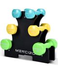 MENCIRO Dumbbells Set for Home Gym, 3 Pairs of Dumbbell with Stand-1,1.5,2 KG (2.2-4.4LB) Hand Weight Set for Fitness and Exercise