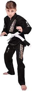 Tatami Fightwear Meerkatsu Kids Animal Jiu Jitsu Gi, 425GSM Jacket, Twill BJJ Pants, and White Belt, Black, M00