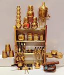 Jagrishti Toys Brass miniature 1.B rakhi gift for sister rakshabandhan kitchen set for kids girls| pital ke khilone | pital bhatukali |pretend play mini real cooking kitchen set|home decor miniature antique decorative showpiece item