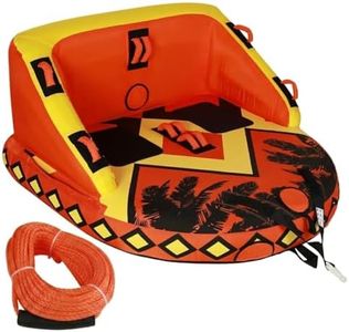 SMOOL Towable Tube for Boating, 1-4 Rider Inflatable Boat Tube with Heavy Duty 840D Nylon Cover, 0.7mm+ High-Elasticity PVC Bladder and Nylon Tow Rope Included