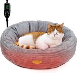 Heated Cat Bed for Indoor Cats, 20’’ Electric Cat Heated Bed Pet Warming Bed for Cats and Small Dogs, Washable Calming Round Donut Pet Bed with Heating Pad, Indoor Use