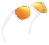 Retro Rewind Polarized Sunglasses for Men and Women - UV Protection Classic Sun Glasses, Matte White | Revo Orange, One size