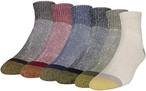 GOLDTOE Men's 656P Cotton Ankle Athletic Socks, Multipairs, Khaki/Olive/Black/New Navy/Red/Brown Heather (6-pairs), Large