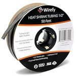 Wirefy 1/2" Heat Shrink Tubing - 3:1 Ratio - Adhesive Lined - Marine Grade Heat Shrink - Black - 50 Feet Roll